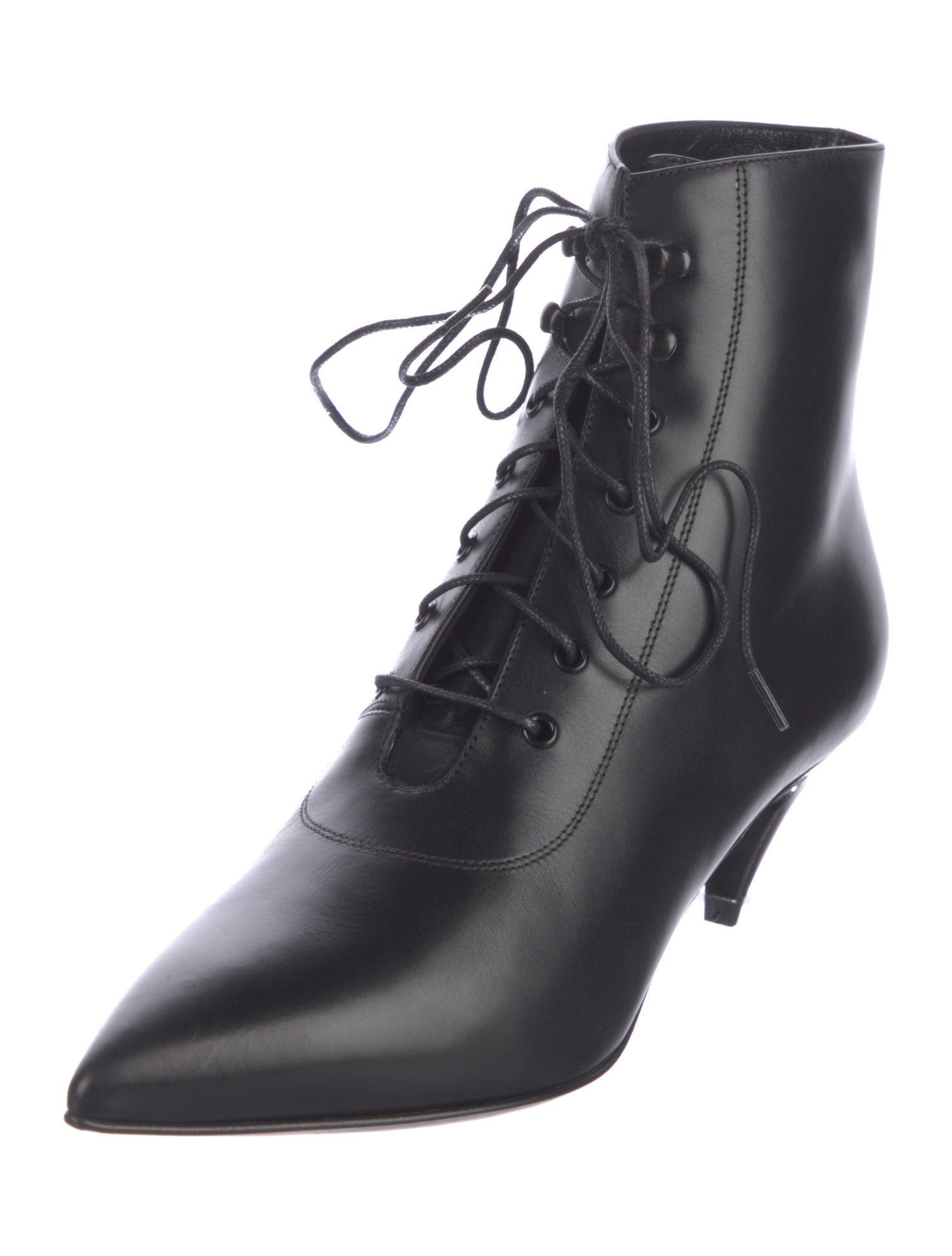 Saint Laurent Leather Lace-Up Boots